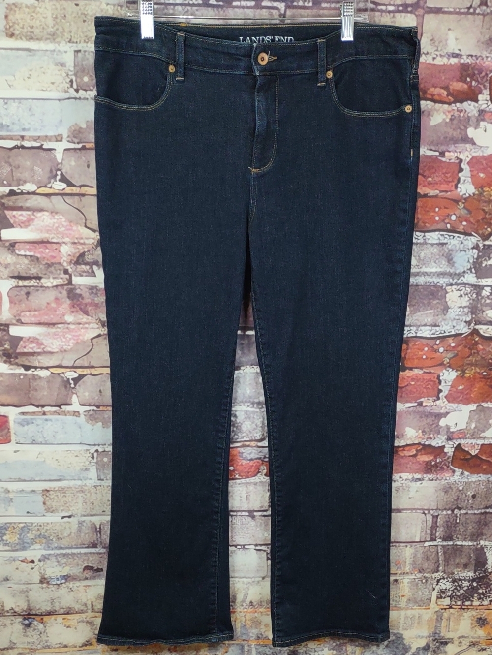 Lands' End Women's Dark Blue Boot-Cut Jeans